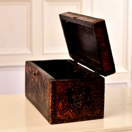 Handmade Brown Finish Wooden Box for Home Decor